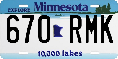 MN license plate 670RMK