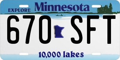 MN license plate 670SFT