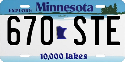 MN license plate 670STE