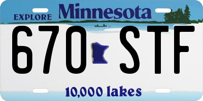 MN license plate 670STF