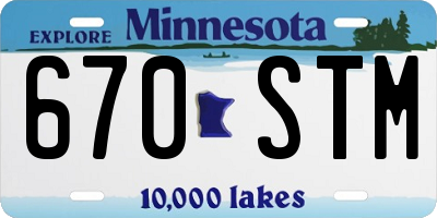 MN license plate 670STM