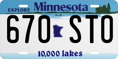 MN license plate 670STO