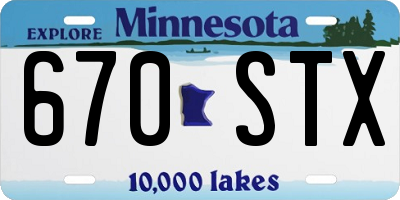 MN license plate 670STX