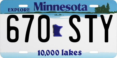 MN license plate 670STY