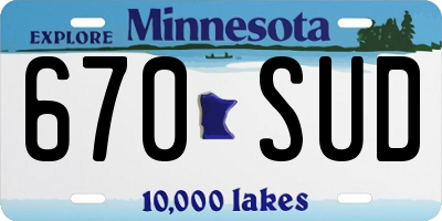 MN license plate 670SUD