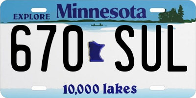 MN license plate 670SUL