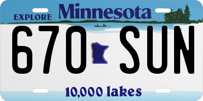 MN license plate 670SUN