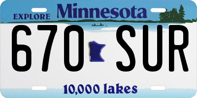 MN license plate 670SUR