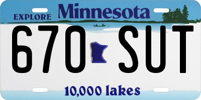 MN license plate 670SUT
