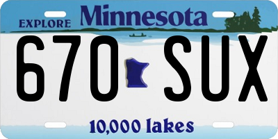 MN license plate 670SUX