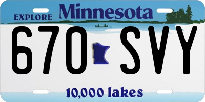 MN license plate 670SVY