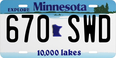 MN license plate 670SWD