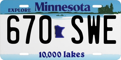 MN license plate 670SWE