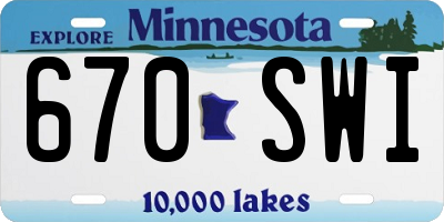 MN license plate 670SWI
