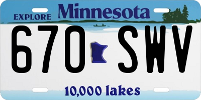 MN license plate 670SWV