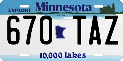 MN license plate 670TAZ