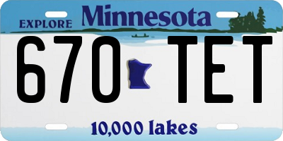 MN license plate 670TET