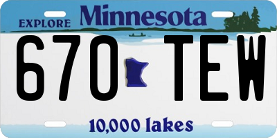 MN license plate 670TEW