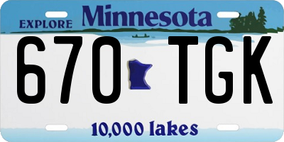 MN license plate 670TGK