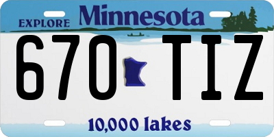 MN license plate 670TIZ