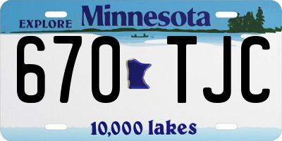 MN license plate 670TJC
