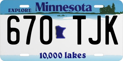 MN license plate 670TJK