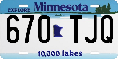 MN license plate 670TJQ