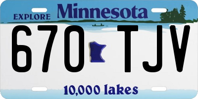 MN license plate 670TJV