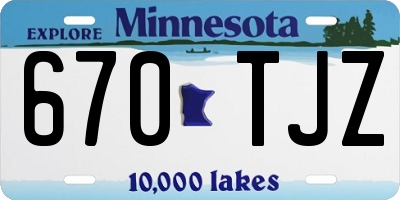 MN license plate 670TJZ