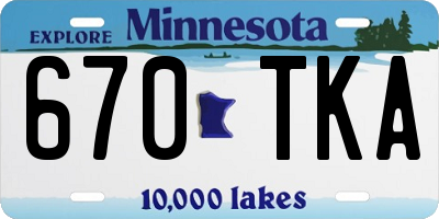 MN license plate 670TKA