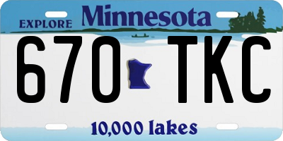 MN license plate 670TKC