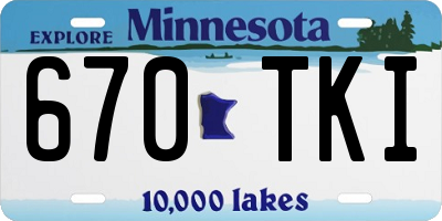 MN license plate 670TKI