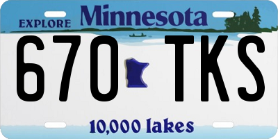 MN license plate 670TKS