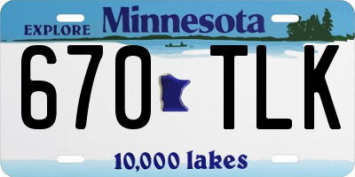 MN license plate 670TLK