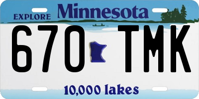 MN license plate 670TMK