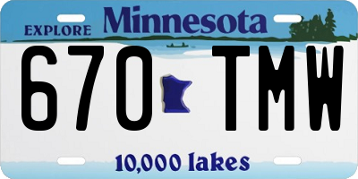 MN license plate 670TMW