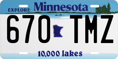 MN license plate 670TMZ