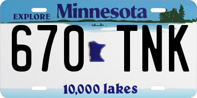 MN license plate 670TNK