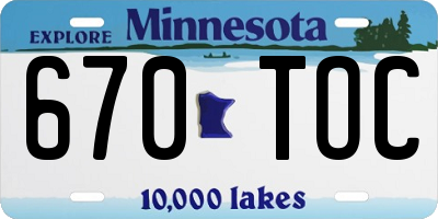 MN license plate 670TOC