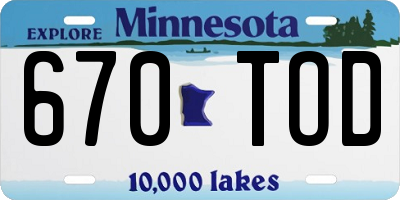 MN license plate 670TOD