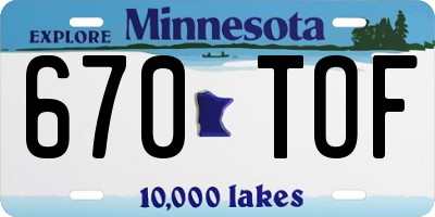 MN license plate 670TOF