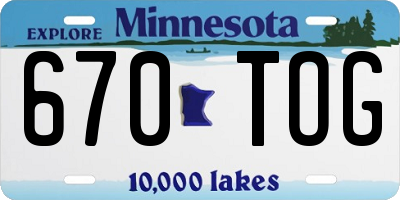 MN license plate 670TOG