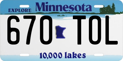 MN license plate 670TOL