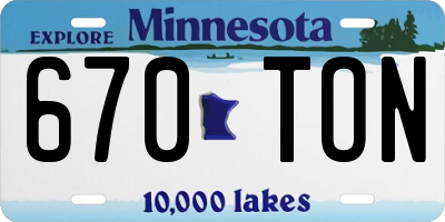 MN license plate 670TON