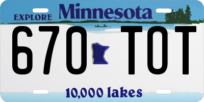 MN license plate 670TOT
