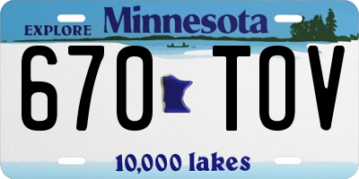 MN license plate 670TOV