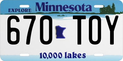 MN license plate 670TOY