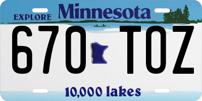 MN license plate 670TOZ