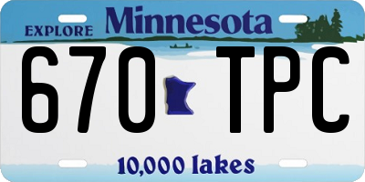 MN license plate 670TPC