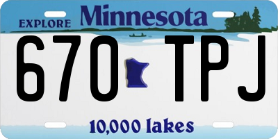 MN license plate 670TPJ